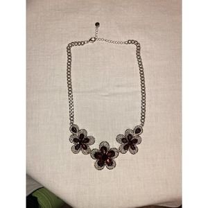 Chunky Statement‎ Necklace, Silver/purple, by C1946